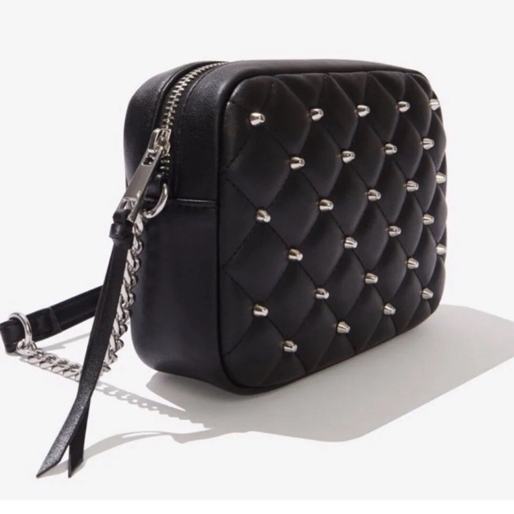 Rebecca Minkoff Quilted Crossbody Bag Diamond Pattern Black and Silver NWTS - Picture 9 of 9